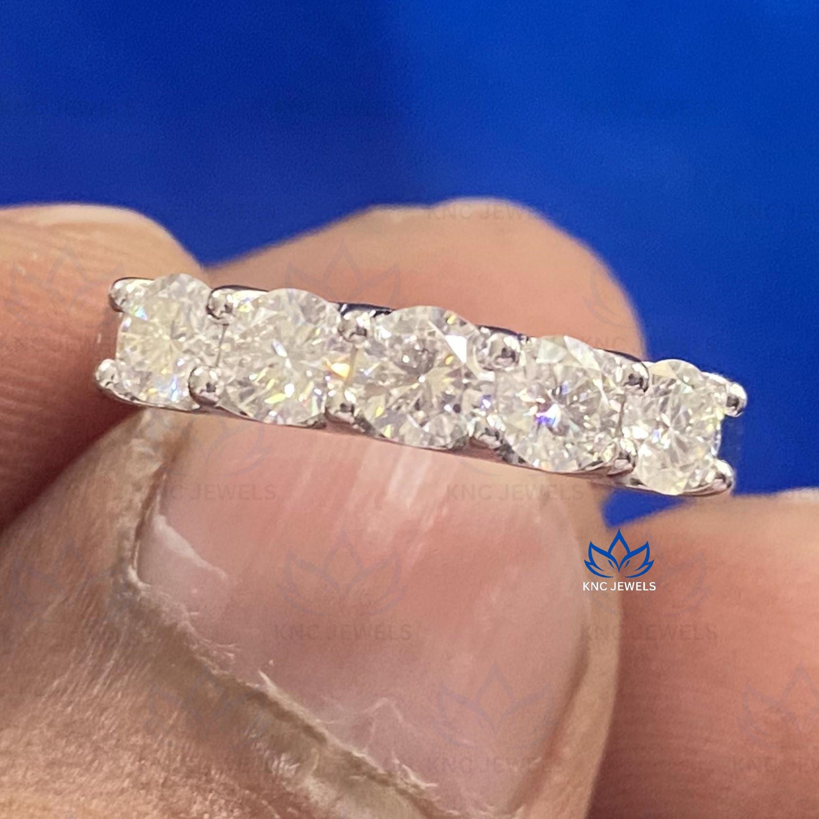 Lab Grown Diamond Eternity Ring, Full Eternity Wedding Band, 14K Rose Gold Diamond Ring, Stackable Anniversary Band, Promise Ring for Her