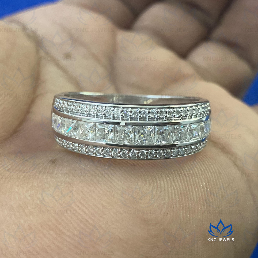 Princess Cut Lab Grown Diamond Eternity Band | 14K Rose Gold Wedding Ring for Women | Stackable Anniversary Band Gift for Her