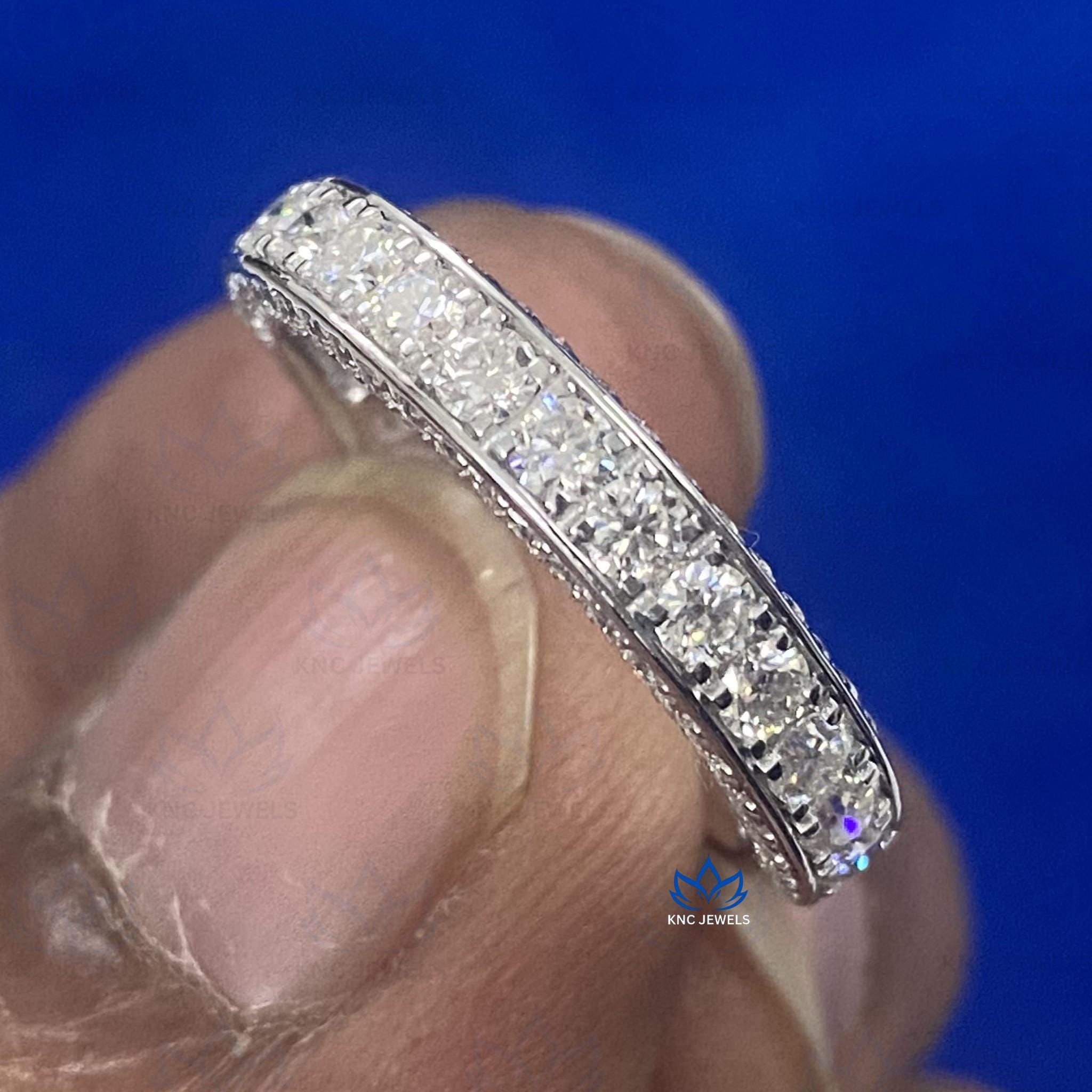 Lab Grown Diamond Half Eternity Band, 14K Rose Gold Wedding Ring, Anniversary Stacking Band