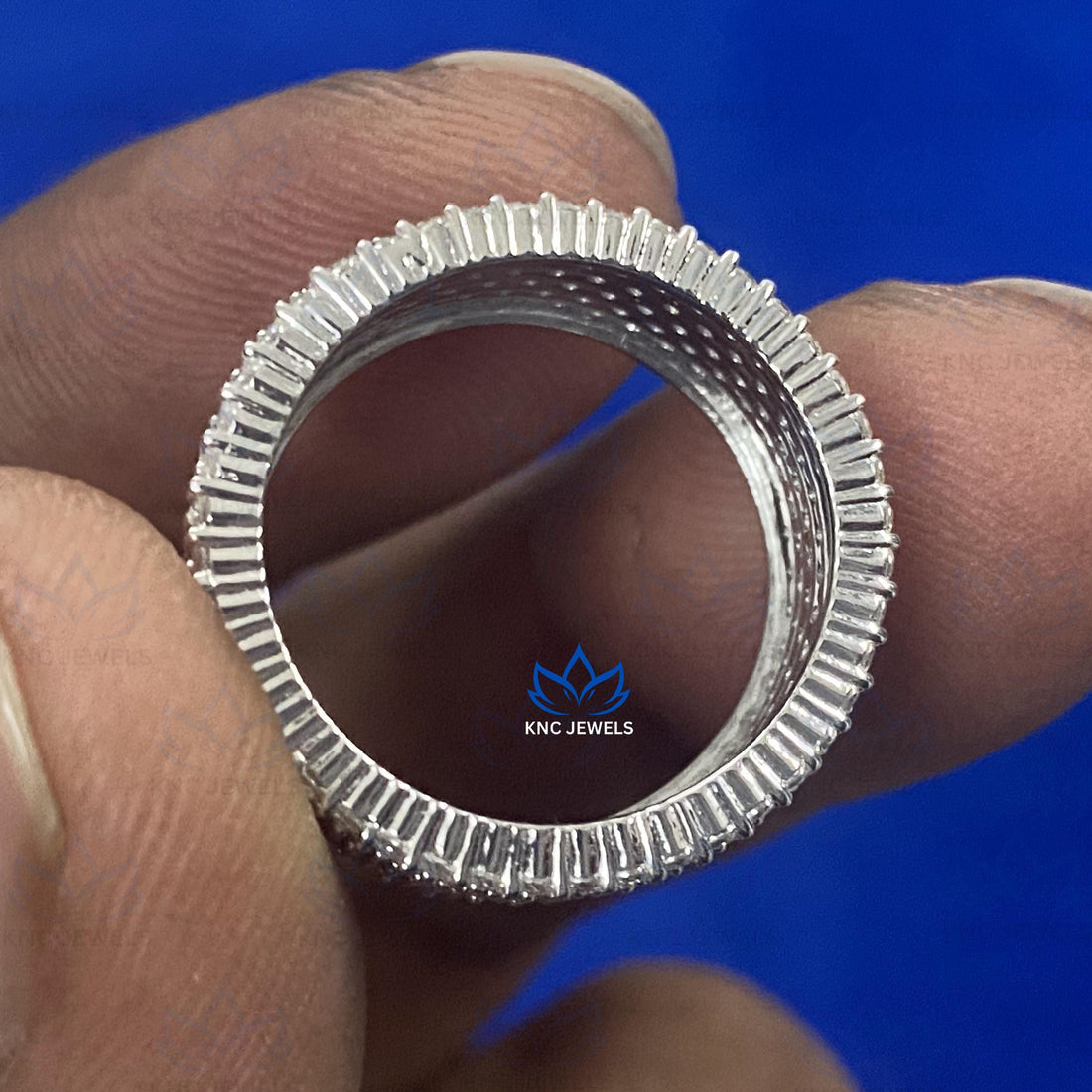 Lab Grown Diamond Eternity Band Ring: 925 Silver Men's Wedding Band