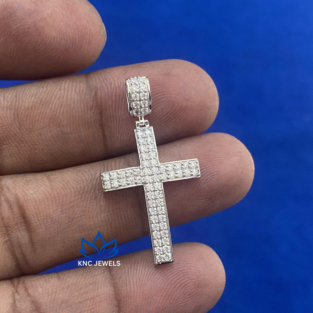 Lab Grown Diamond Cross Pendant: Sterling Silver CVD Necklace