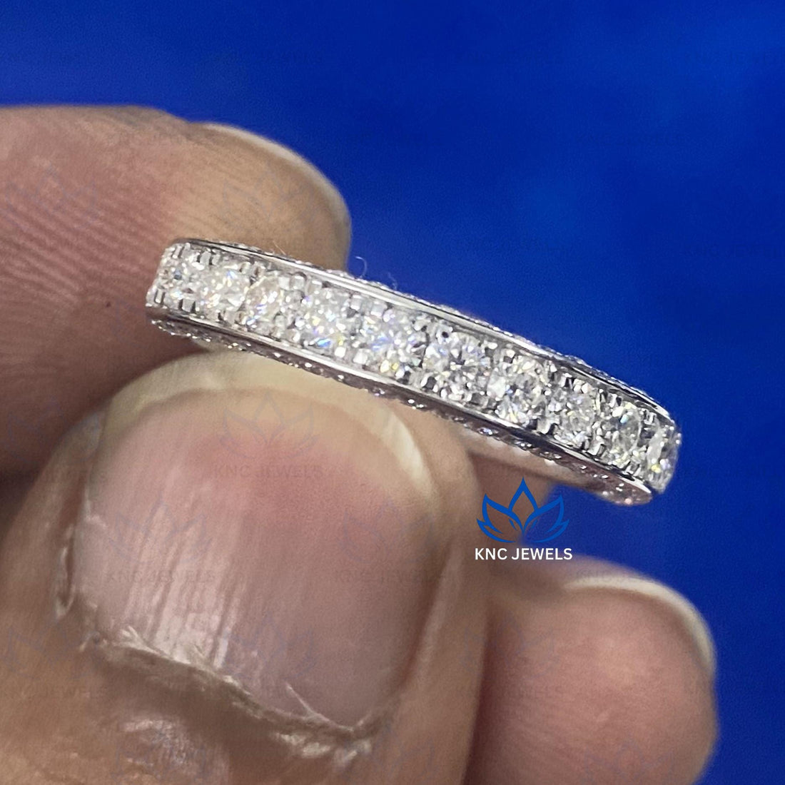 Lab Grown Diamond Half Eternity Band, 14K Rose Gold Wedding Ring, Anniversary Stacking Band