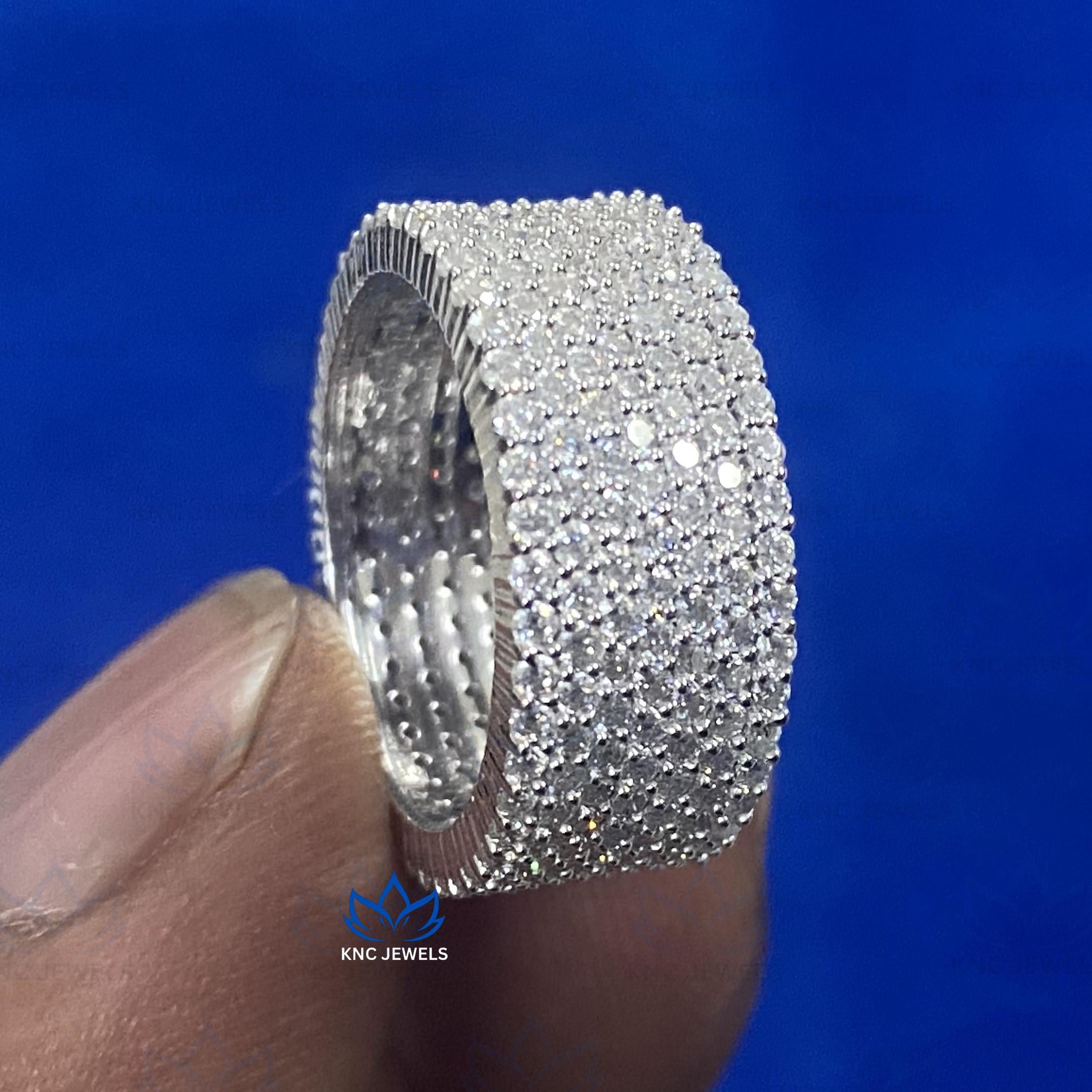 Lab Grown Diamond Eternity Band Ring: 925 Silver Men's Wedding Band