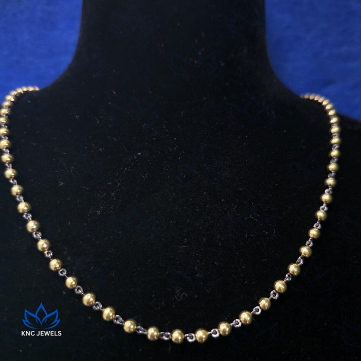 Victorian Ball Chain Necklace, Edwardian Gold Link Necklace, Blackened Gold Bead Chain, Georgian Style Antique Necklace, Gift for Her