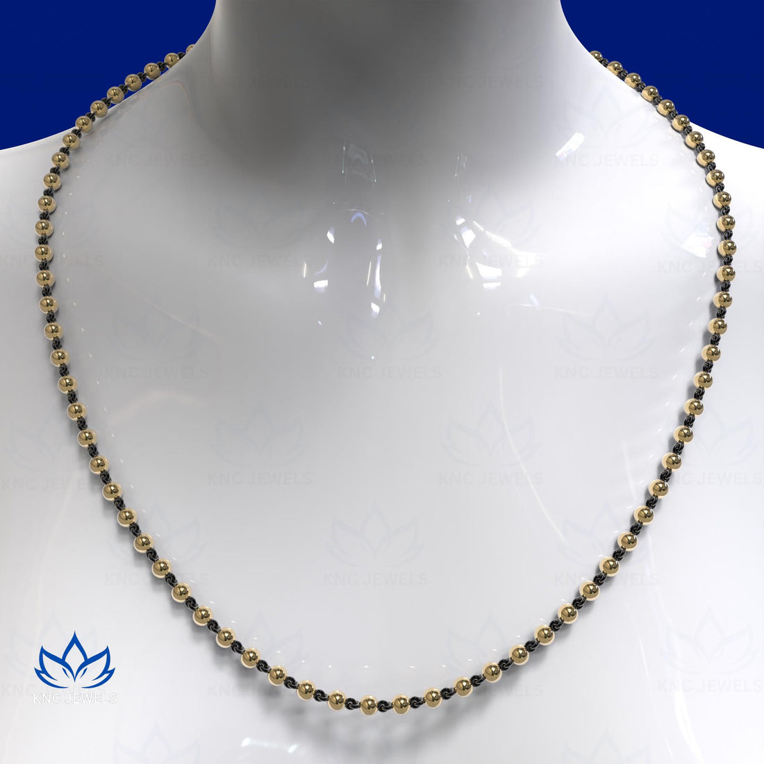 Edwardian Ball n Chain Necklace with Blackened Gold Links, Victorian Style Chain