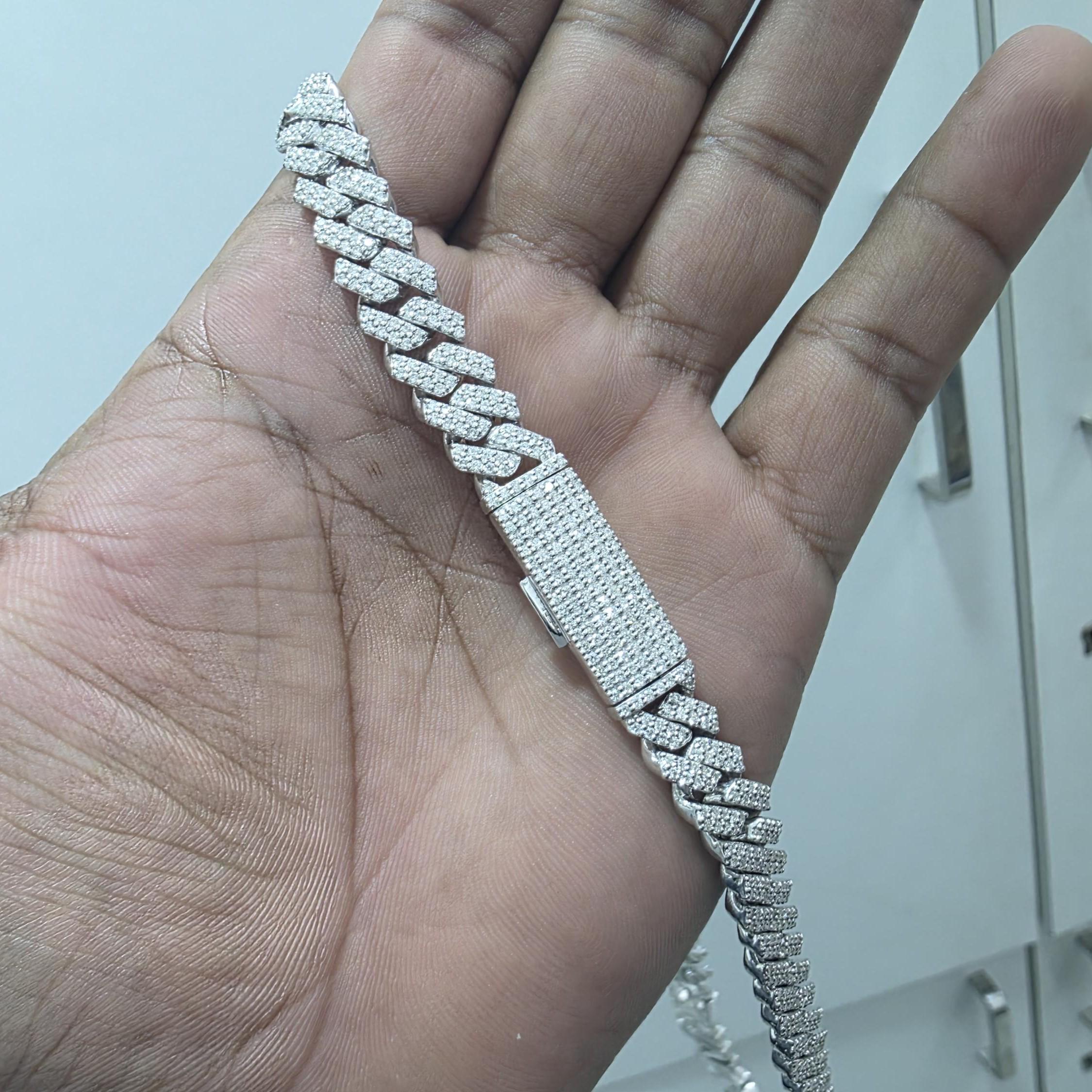 Custom Later Lab Grown Diamond Cuban Chain 925 Sterling Silver