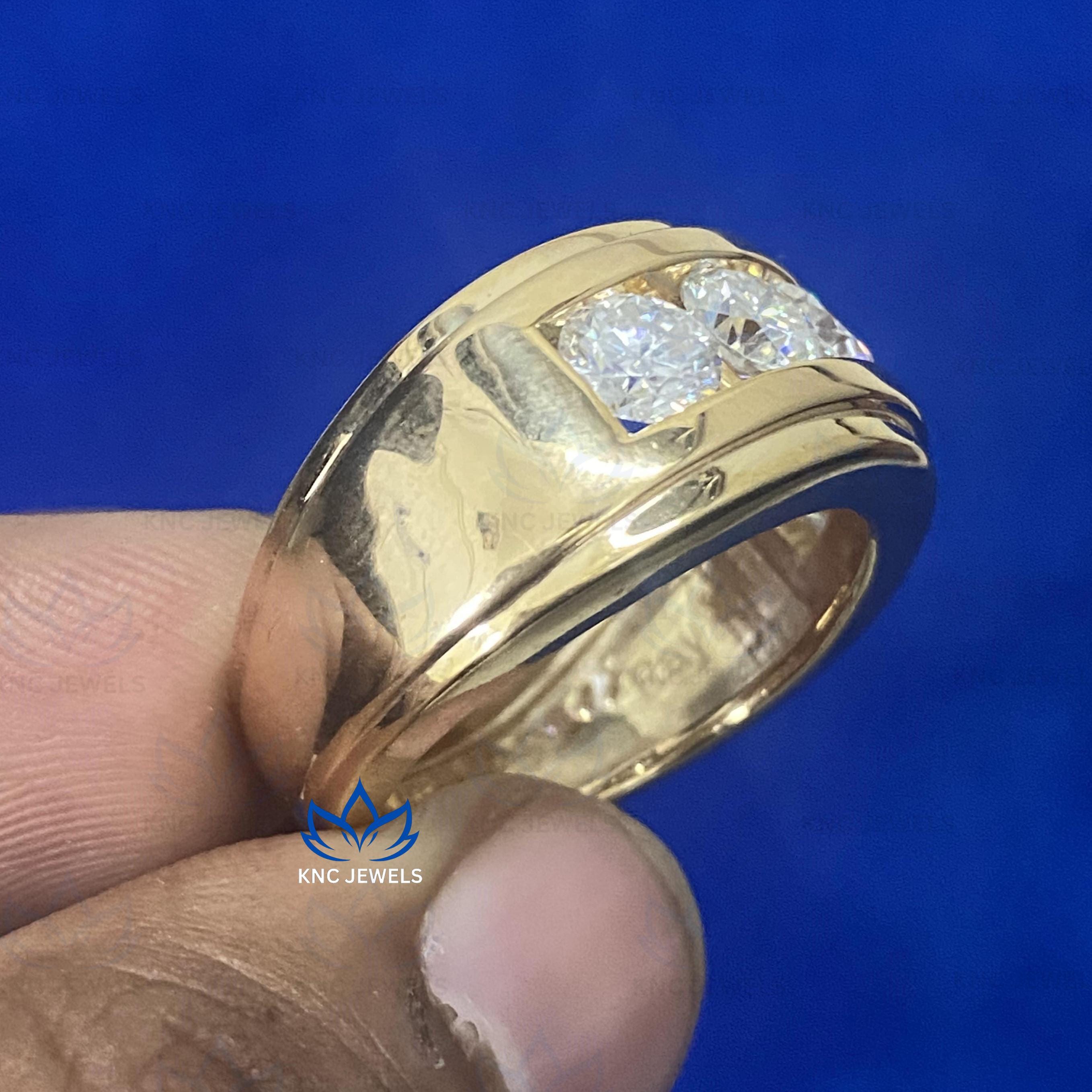 4.00CTW Round Cut Moissanite Eternity Band Men's Wedding Ring in 14k Yellow Gold Plated