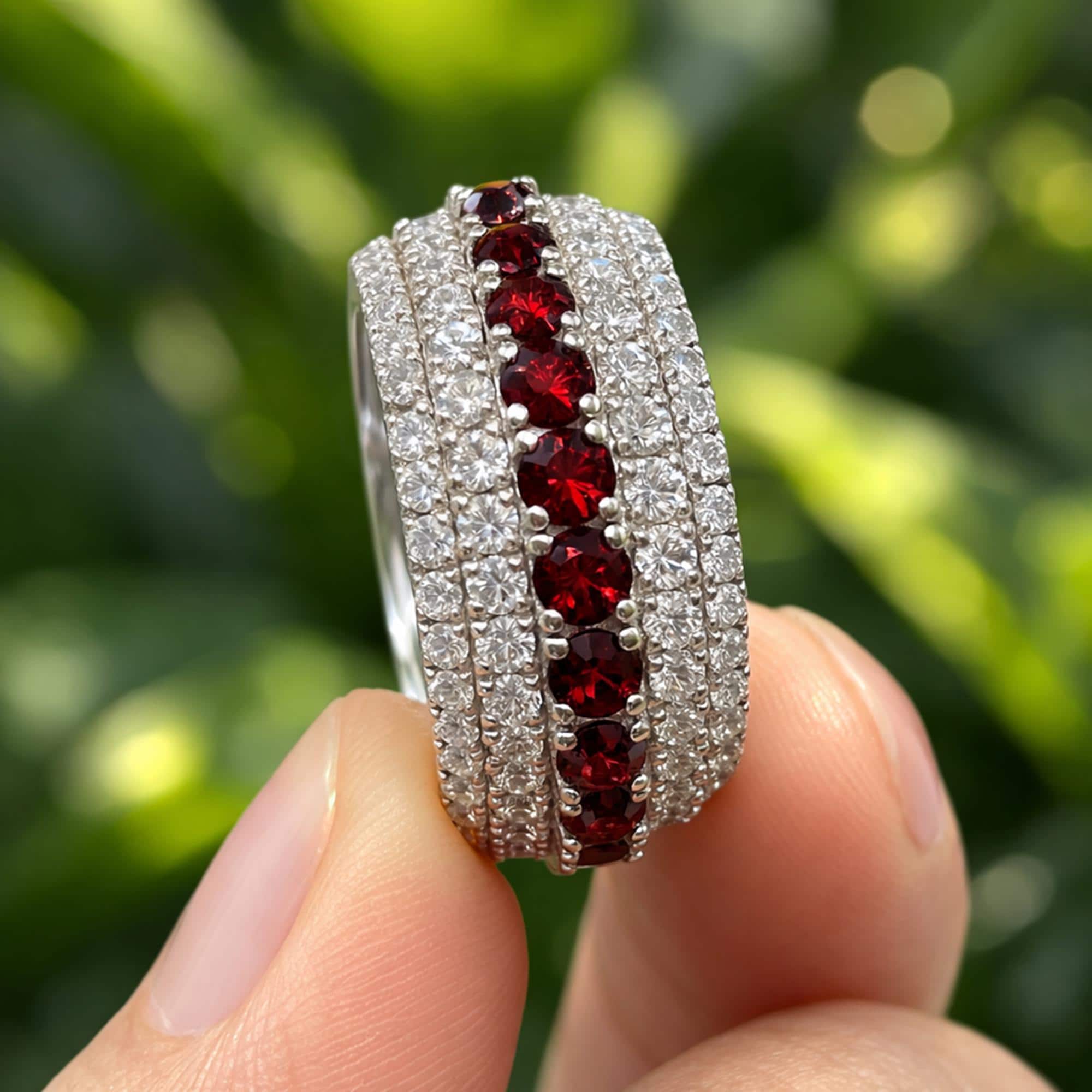 Moissanite Mens Eternity Wedding Band, Anniversary Gift for Him, Ring for Husband