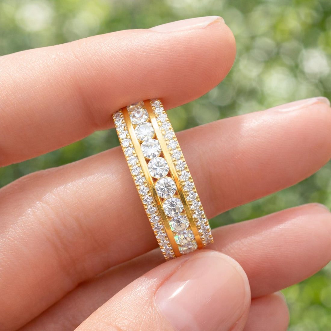 Mens Diamond Wedding Band 14K Gold | Lab Grown CVD Eternity Ring | Groom Wedding Band | Anniversary Gift for Him