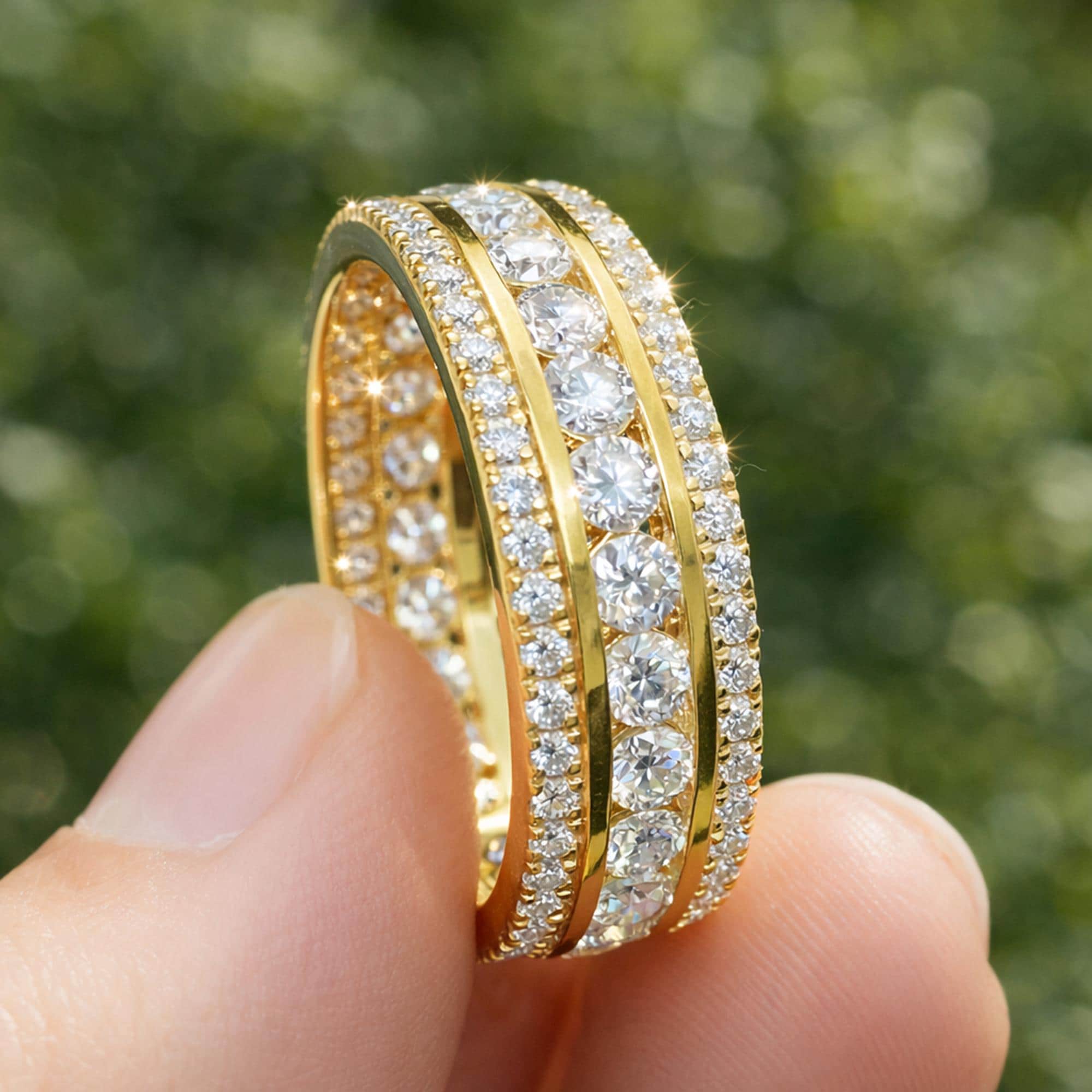 Mens Diamond Wedding Band 14K Gold | Lab Grown CVD Eternity Ring | Groom Wedding Band | Anniversary Gift for Him