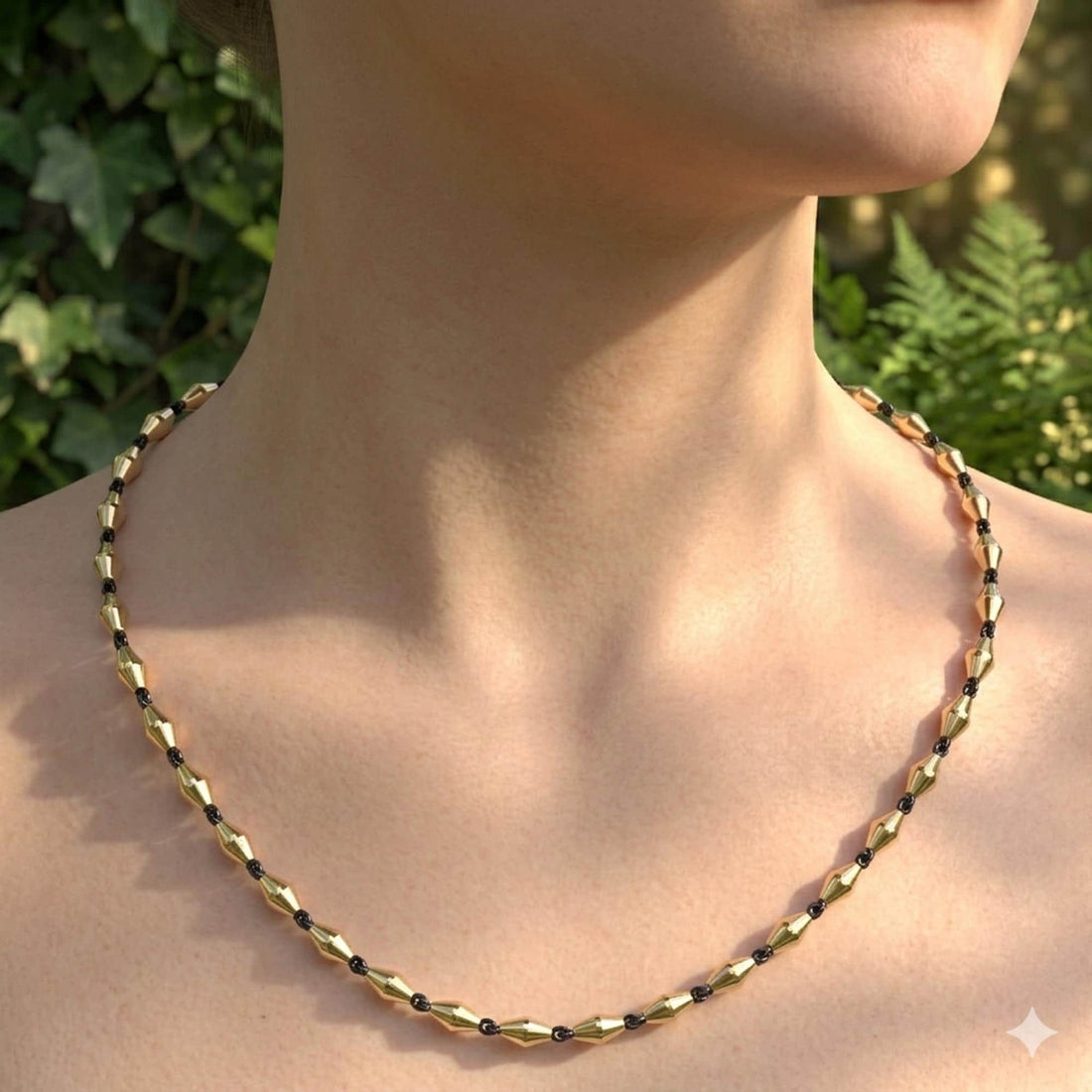 Blackened Gold Sterling Silver Ball Chain Necklace, Georgian Victorian Style Antique Beaded Chain, Unisex Statement Necklace, Gift for Her