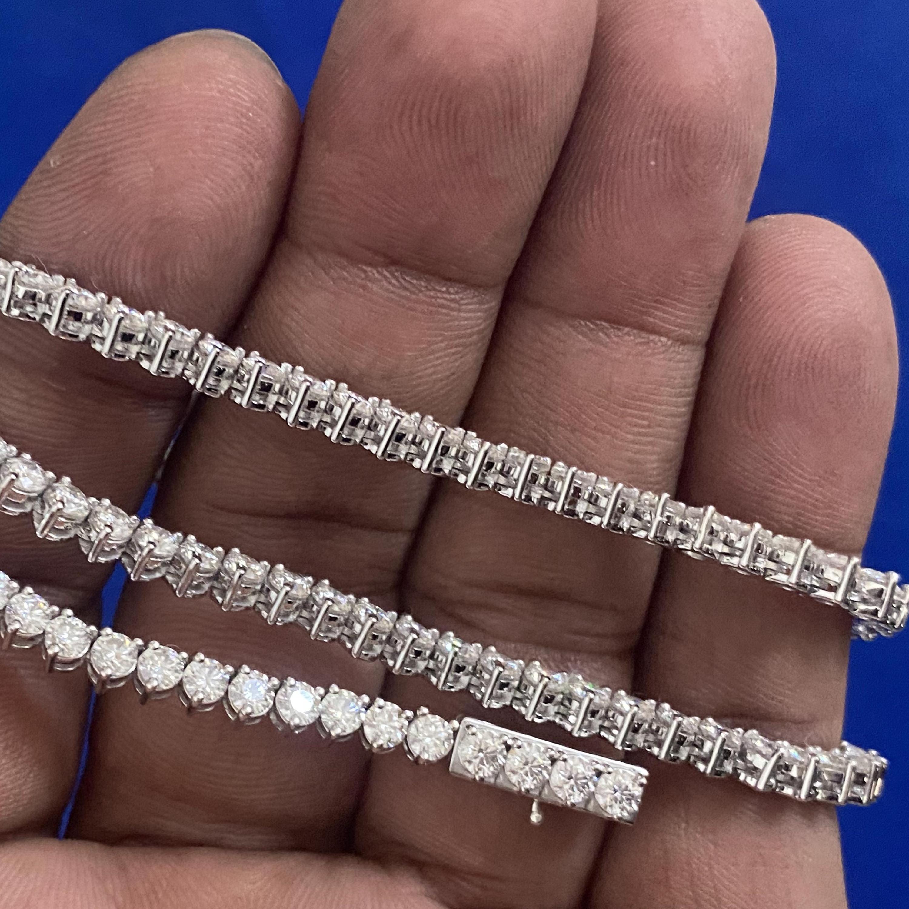 Handmade Moissanite Tennis Necklace, Sterling Silver, Iced Prong Choker