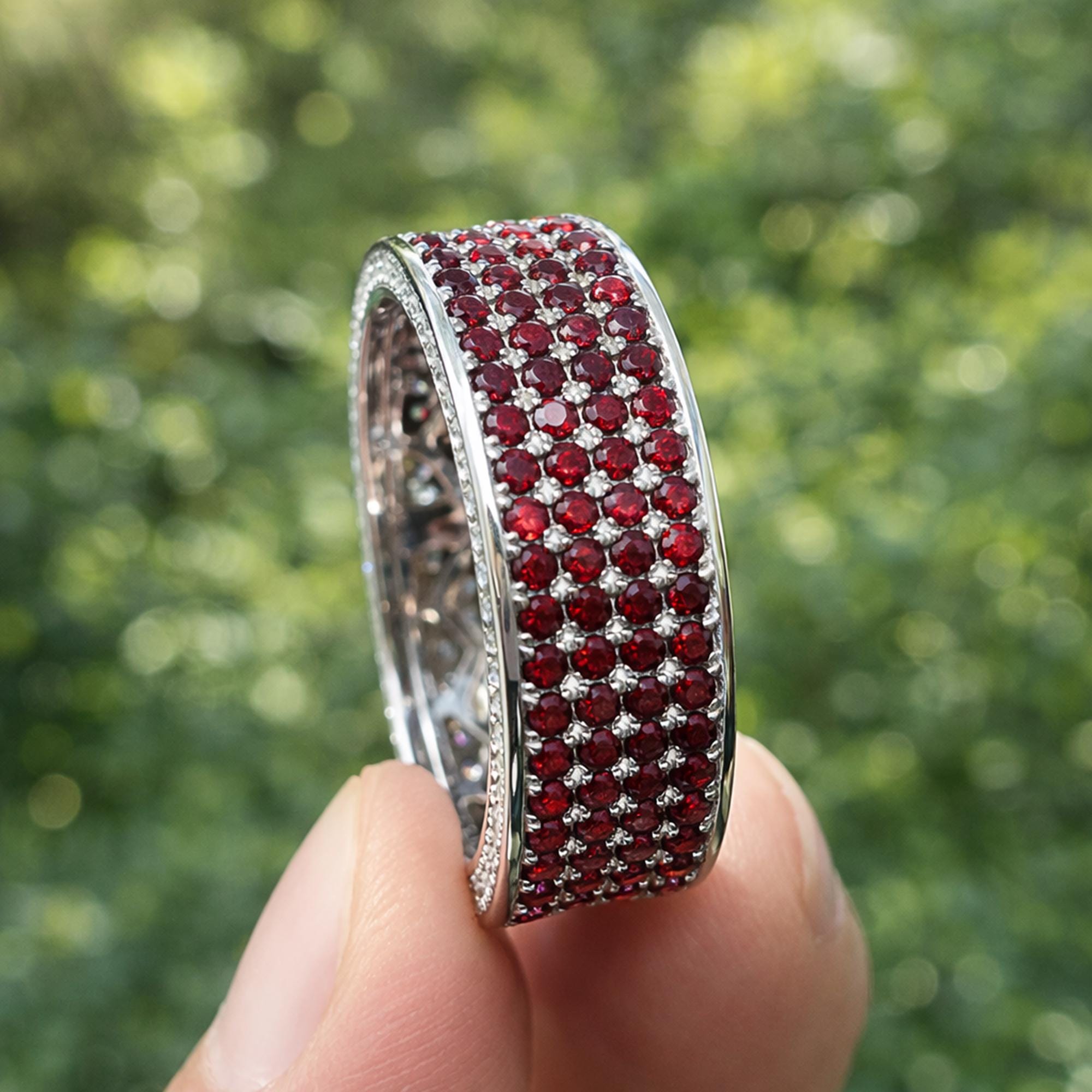 Iced Out Mens Moissanite Eternity Ring, Wide VVS D Color Full Pave Wedding Band, Gift for Husband, Groom Anniversary Ring