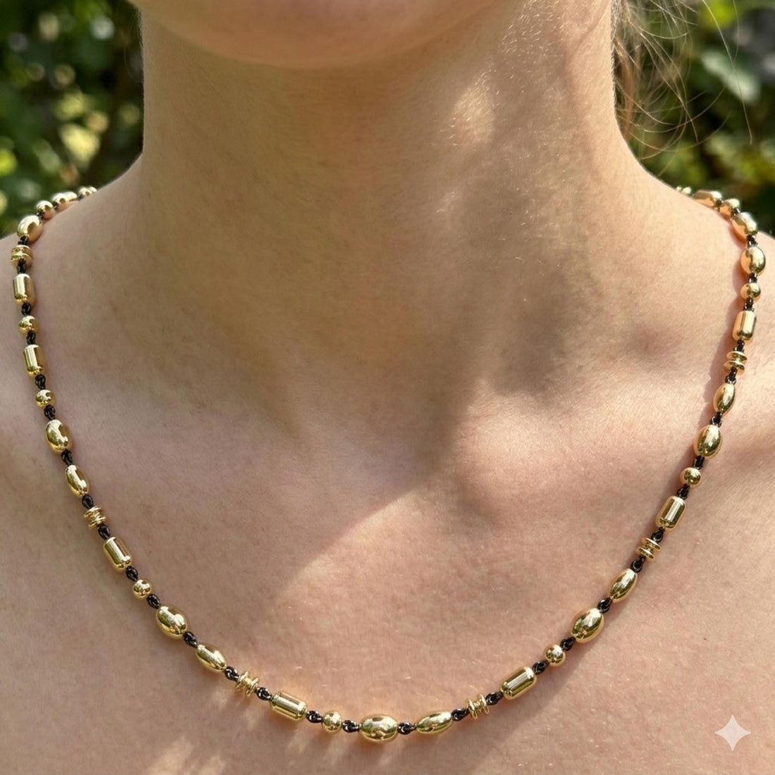 Victorian Moissanite Ball Chain Necklace, Sterling Silver, Blackened Gold, Georgian Edwardian Antique Style Beaded Necklace, Gift for Her