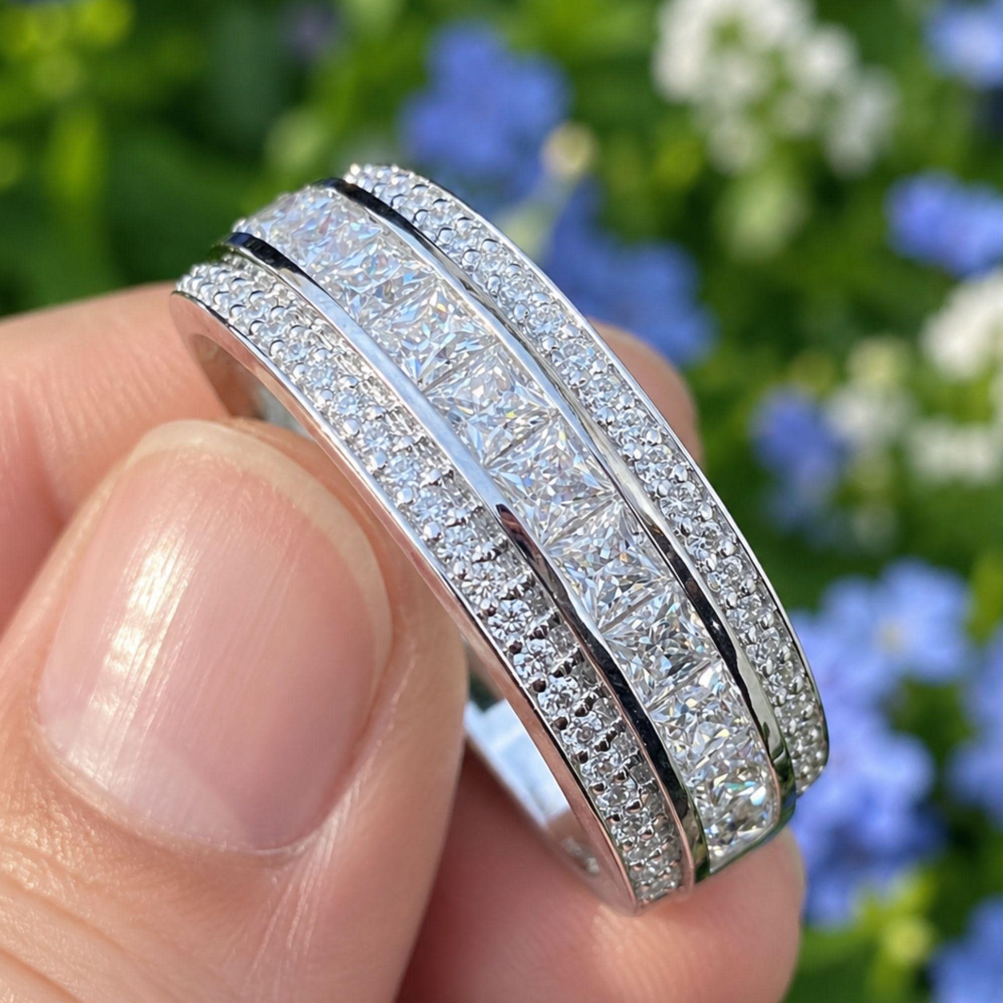 Princess Cut Lab Grown Diamond Eternity Band | 14K Rose Gold Wedding Ring for Women | Stackable Anniversary Band Gift for Her