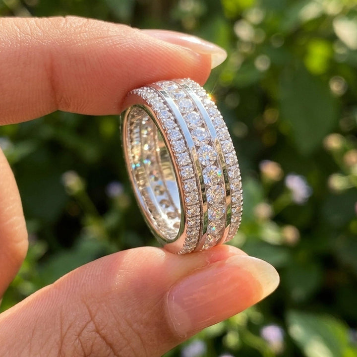 2 CT Lab Grown Diamond Eternity Band: 14K White Gold Wedding Ring