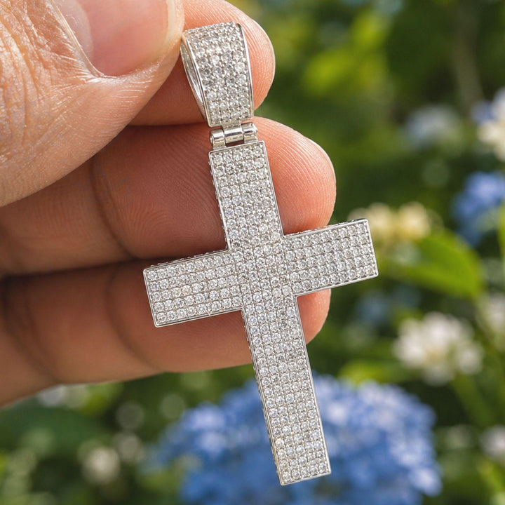 Lab Grown Diamond Cross Pendant: Sterling Silver Hip Hop Jewelry