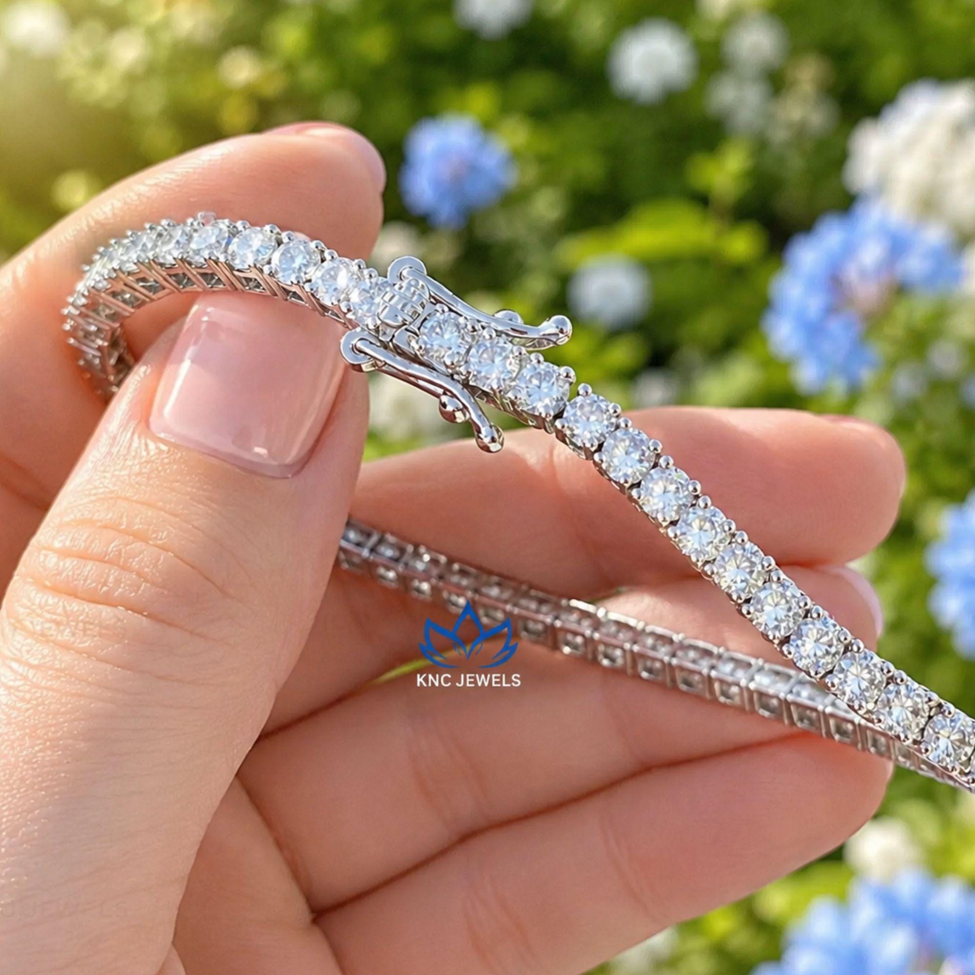 Lab Grown Diamond Tennis Bracelet, Sterling Silver Anniversary Gift