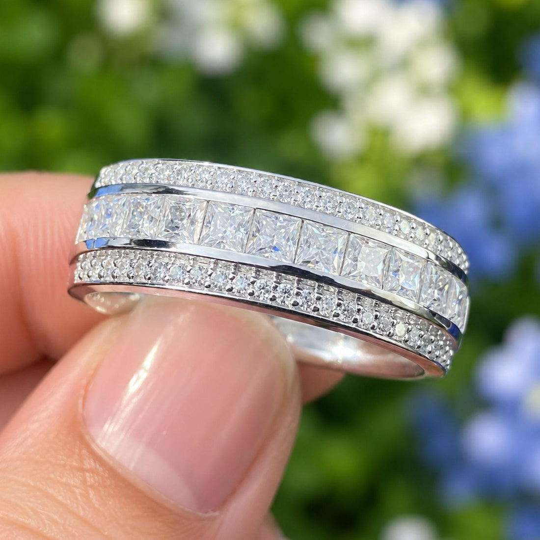 Princess Cut Lab Grown Diamond Eternity Band | 14K Rose Gold Wedding Ring for Women | Stackable Anniversary Band Gift for Her