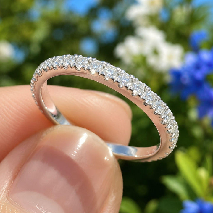 Lab Grown Diamond Eternity Band: 14K White Gold Bridal Wedding Ring