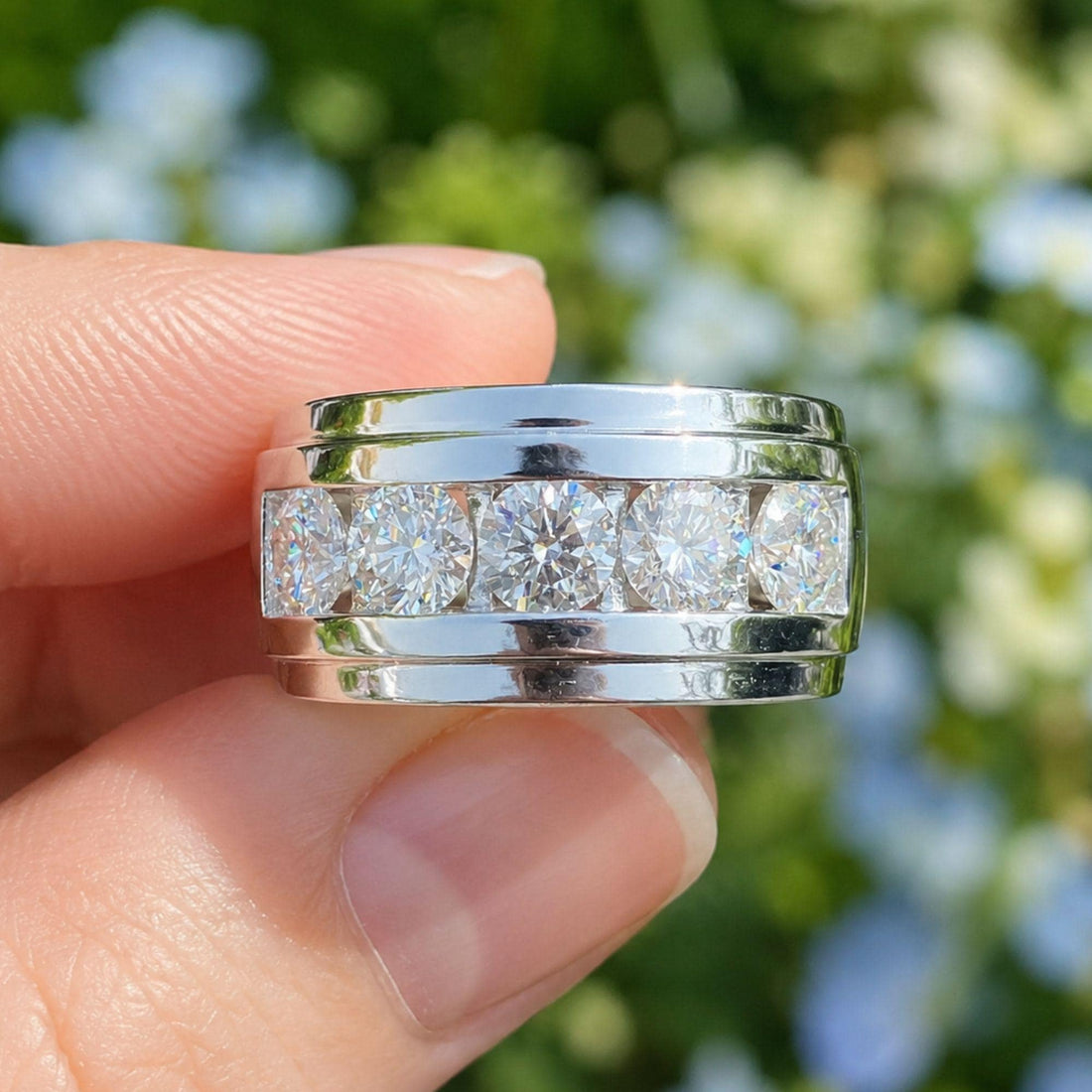 Lab Grown Diamond Eternity Band: Sterling Silver Hip Hop Ring