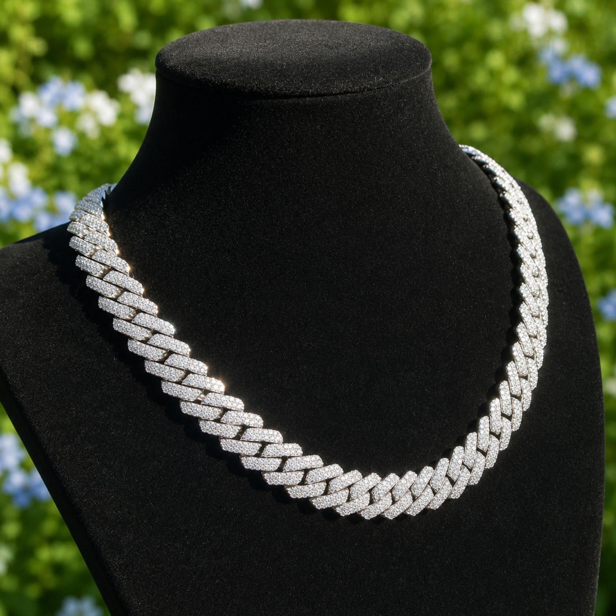 Lab Grown Diamond Cuban Link Necklace: Iced Out 925 Silver Unisex Chain