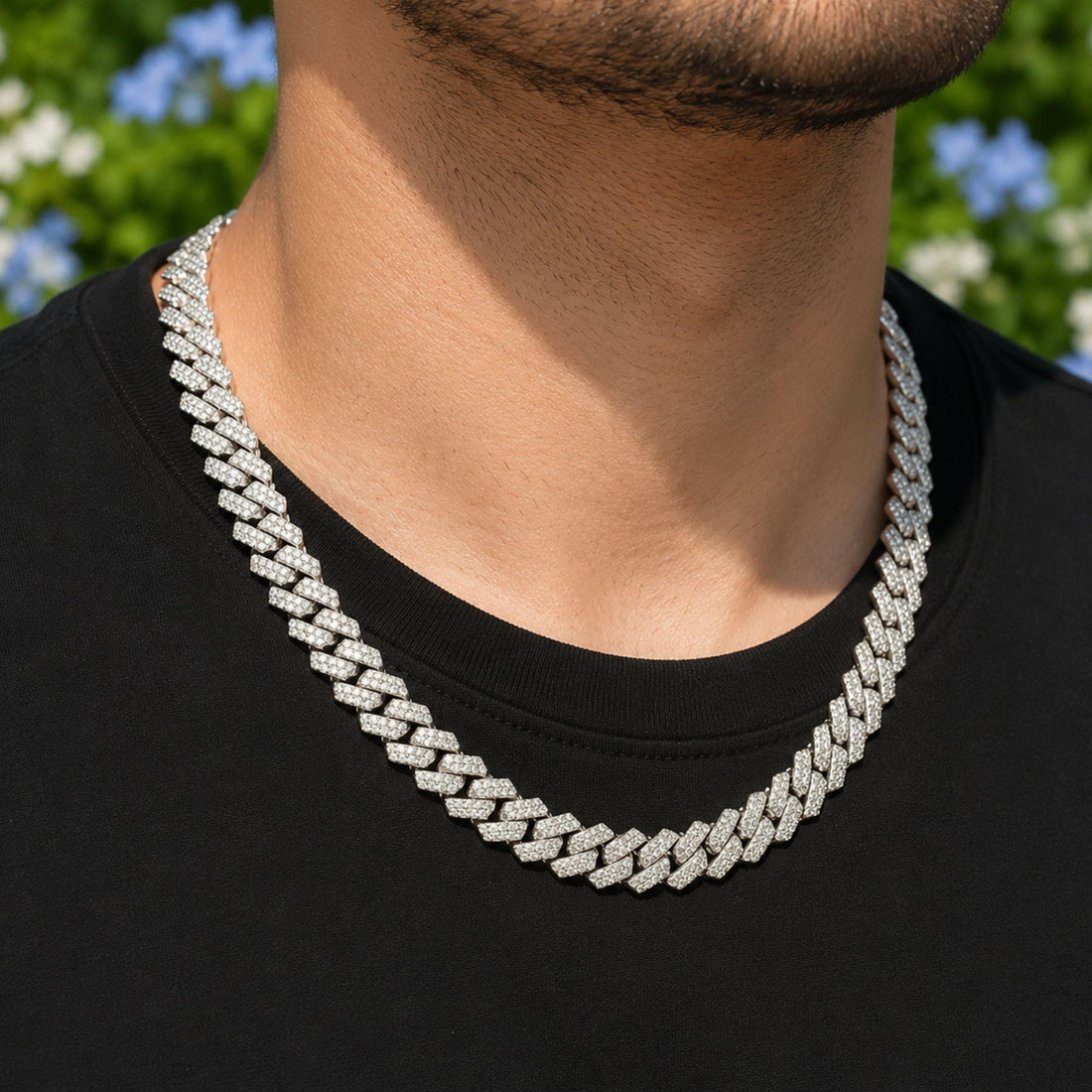 Lab Grown Diamond Cuban Link Chain: Iced Out 925 Silver Hip Hop Necklace