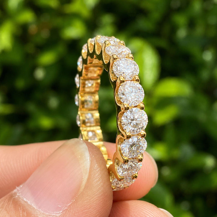 4.2ct Moissanite Womens Eternity Band in 14K Yellow Gold Wedding Anniversary Ring