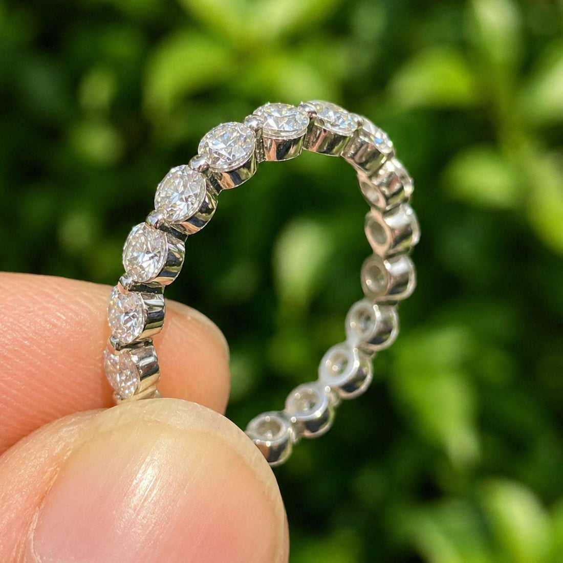 Lab Grown Diamond Full Eternity Wedding Band, 14K White Gold