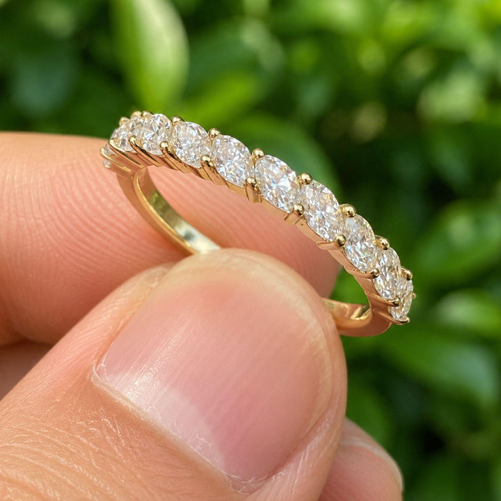 Lab Grown Diamond Eternity Ring: Marquise Cut, 14K Yellow Gold Anniversary Band