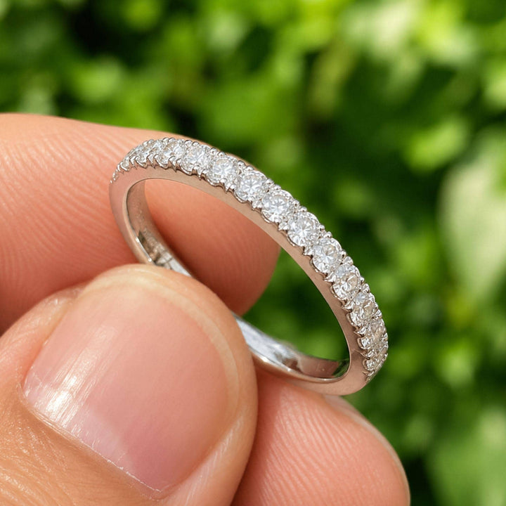14K White Gold Lab-Grown Diamond Wedding Band: Full Eternity Stacking Ring