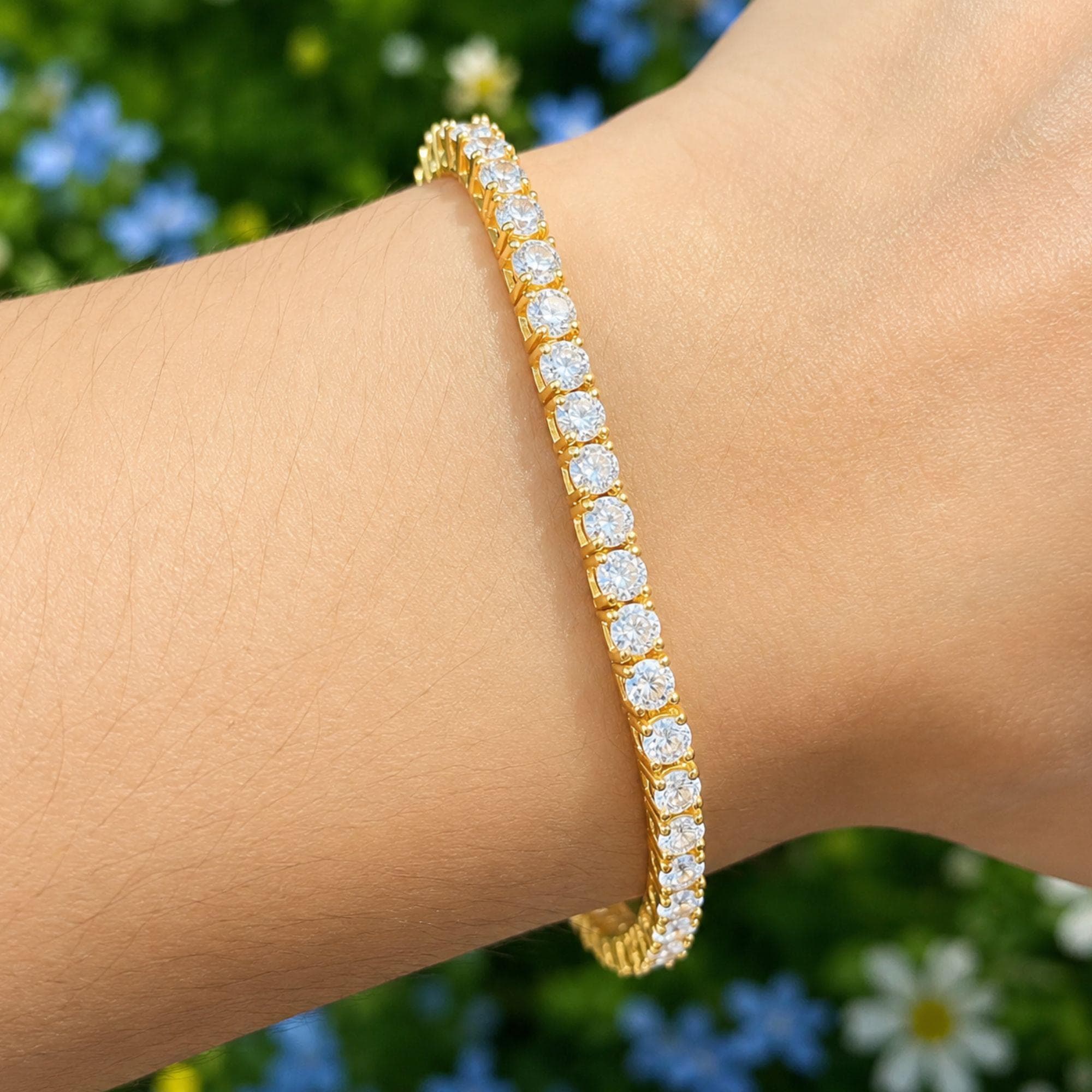 Lab Grown Diamond Tennis Bracelet, Gold/Silver Anniversary Bracelet