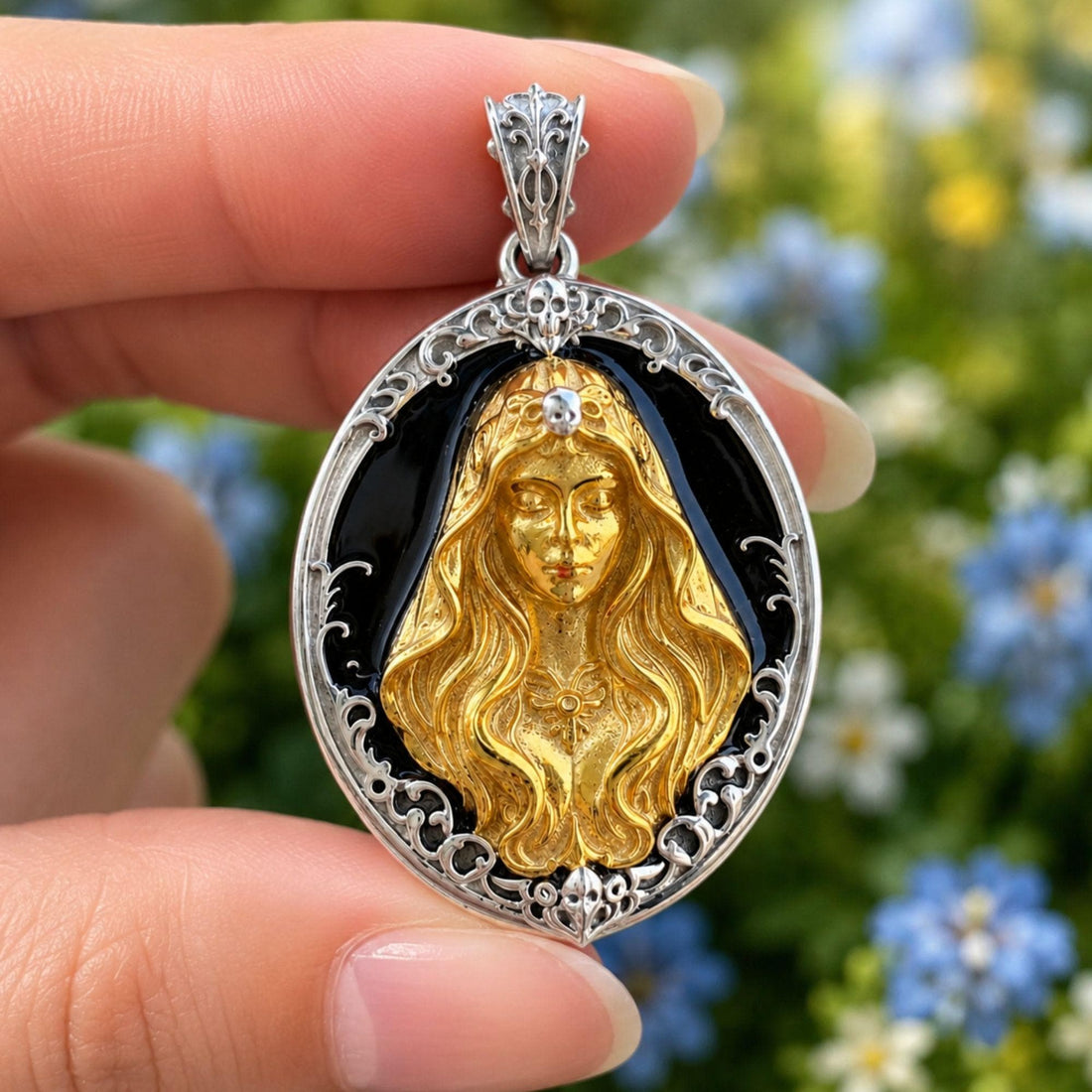 925 Sterling Silver Santa Muerte Pendant | Catrina Grim Reaper Necklace | Day of Dead Gothic Jewelry | La Muerte Protection Charm Gift