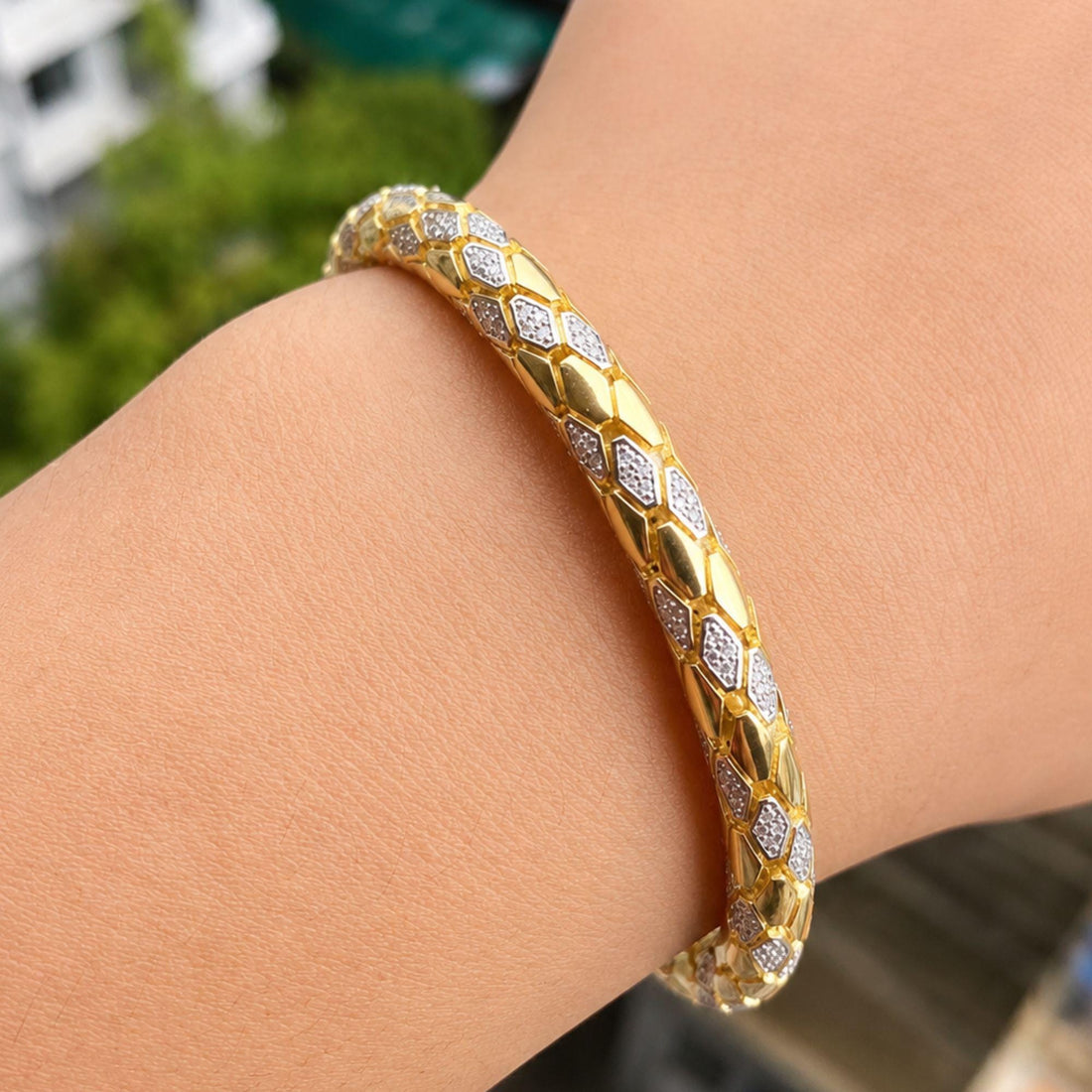 Moissanite Tennis Bangle Bracelet, VVS1 D Color 14K Gold Plated 925 Sterling Silver, Unisex Stackable Gift for Women Men, Wedding Gift