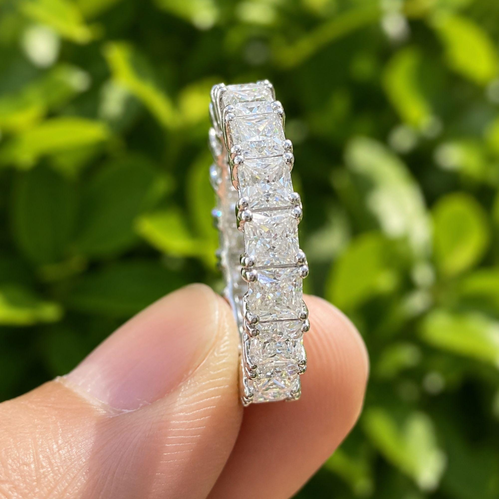 Princess Cut Lab Grown Diamond Eternity Band, 7.00 CTW IGLA Certified Wedding Ring, 14K Gold Platinum or Silver, Anniversary Gift for Her