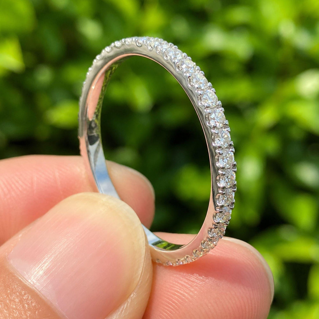 Round Lab Grown Diamond Wedding Band: 14K White Gold Eternity Ring