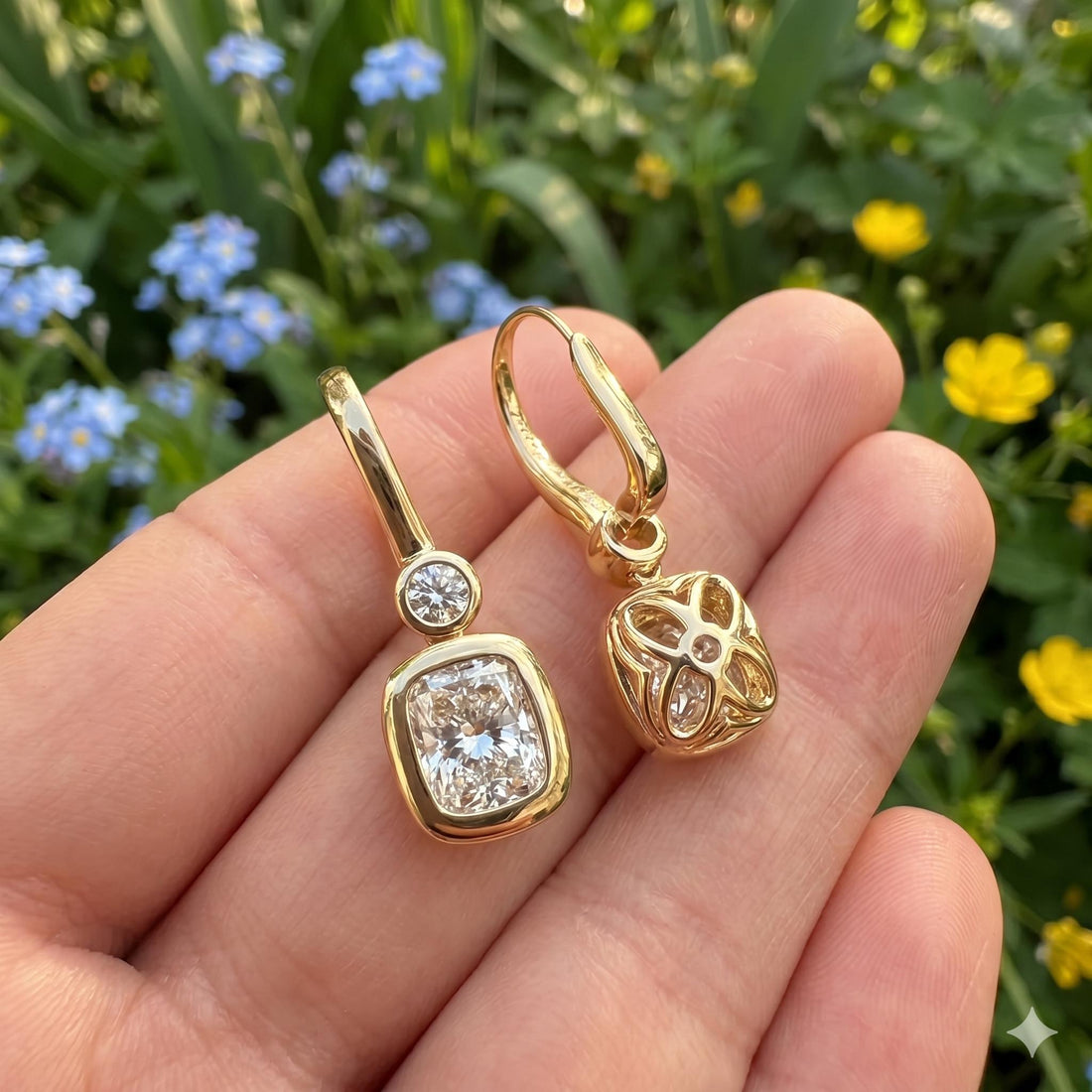 Elongated Cushion Cut Drop Hoop Earrings, Lab Grown Diamond Huggie Earrings, Teardrop Bridal Earrings, Gift for Her