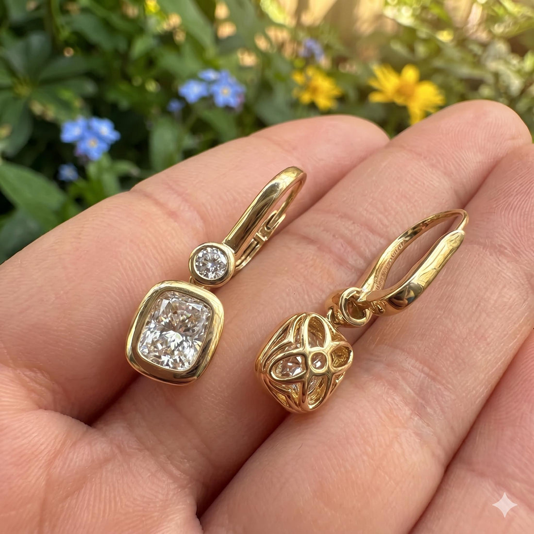 Elongated Cushion Cut Drop Hoop Earrings, Lab Grown Diamond Huggie Earrings, Teardrop Bridal Earrings, Gift for Her
